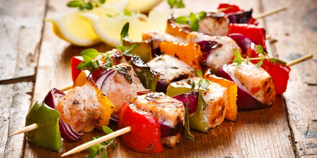 Grilled Salmon Skewers from Fulton Fish Market