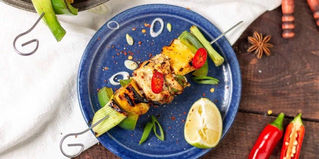 Grilled Teriyaki Chicken Pineapple Skewers