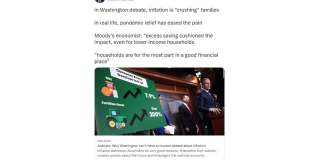 CNN White House correspondent John Harwood was criticized for this May 22, 2022, tweet minimizing the effects of inflation on American families.