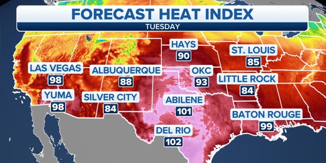 U.S. forecast heat index