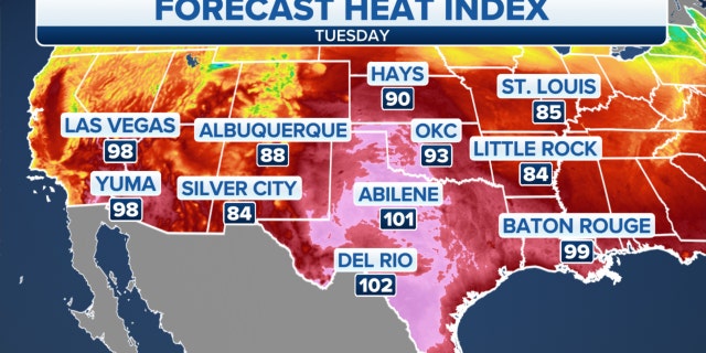 U.S. forecast heat index