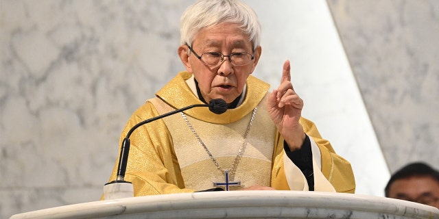 Cardinal Joseph Zen, one of Asia's highest-ranking Catholic clerics, attends Mass at the Holy Cross Church in Hong Kong on May 24, 2022.