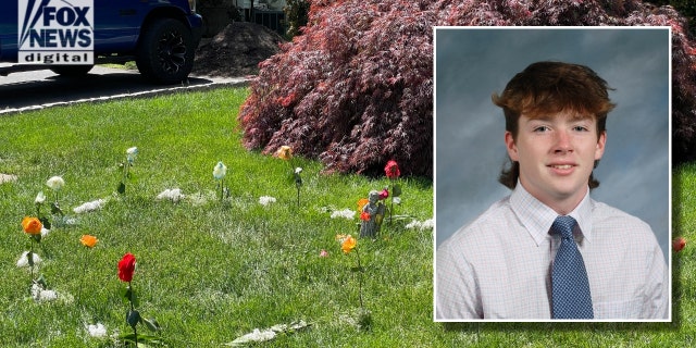 Fairfield Prep student Jimmy McGrath and a memorial outside the home where he was allegedly stabbed.