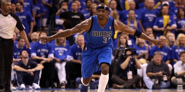 Jason Terry of the Dallas Mavericks reacts after making a three-pointer against the Thunder during the 2011 NBA playoffs on May 23, 2011, in Oklahoma City.