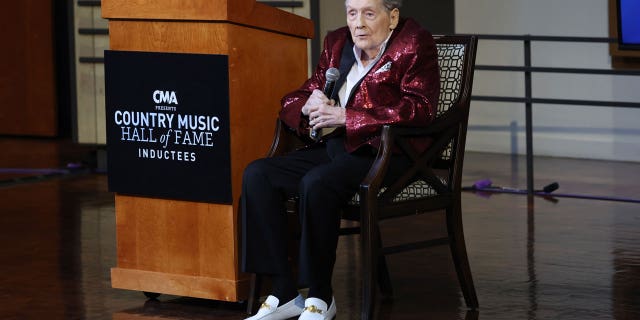 Jerry Lee Lewis speaks at the Country Music Hall of Fame 2022 inductees press conference.