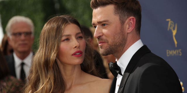 Jessica Biel and Justin Timberlake attend the 70th Emmy Awards at Microsoft Theater on September 17, 2018 in Los Angeles, California.