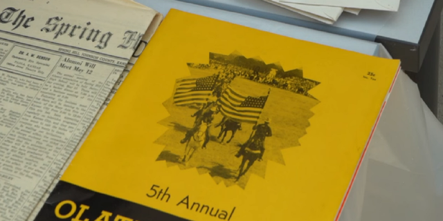 A rodeo program was among the documents found inside the box.