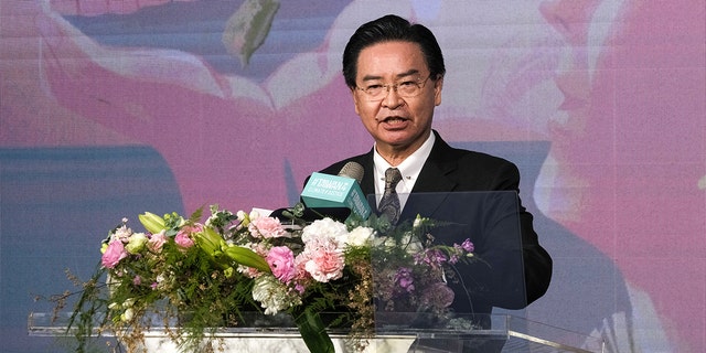 Taiwanese Foreign Minister Joseph Wu delivers a speech during a ceremony to launch Taiwan Gender Equality Week on International Women's Day in Taipei.