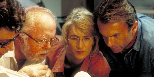 Dern was 23 years old and portrayed palaeobotanist Dr. Ellie Sattler when she starred alongside Neill, who was 42, and took on the role of palaeontologist Dr. Alan Grant in the Steven Spielberg sci-fi action movie about a theme park of cloned dinosaurs, based on the 1990 novel by late author Michael Chricton.