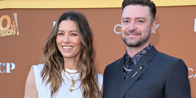 Jessica Biel and Justin Timberlake attend the Los Angeles Premiere FYC Event for Hulu's "Candy" at El Capitan Theater on May 09, 2022 in Los Angeles, California.