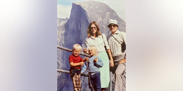Karin Ruhkala visits Yosemite National Park in California with her brother Daniel, mother Linda and father Tom in October, 1979.