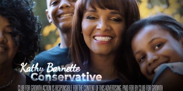 Republican Senate candidate Kathy Barnette of Pennsylvania stars in a new commercial by the outside group Club for Growth, which endorsed Barnette a week ahead of the May 17 primary.