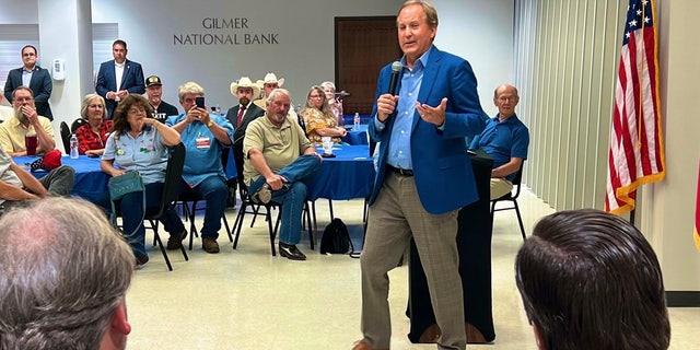 Texas Attorney General Ken Paxton campaigns in Gilmer, Texas on May 19, 2022