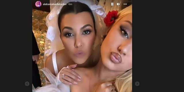 Kourtney Kardashian posed with Alabama Barker ahead of her star-studded wedding to Travis Barker in Portofino, Italy