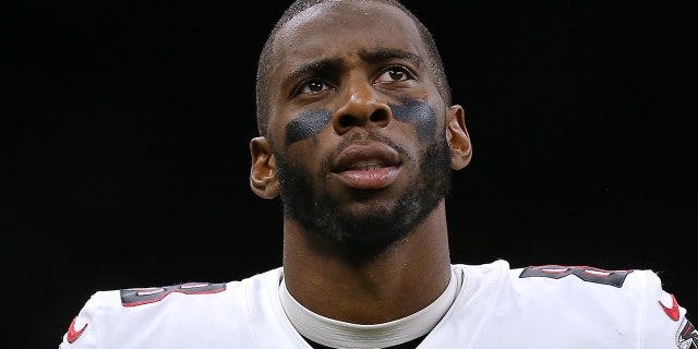 Kyle Pitts of the Atlanta Falcons reacts against the New Orleans Saints during a game at the Caesars Superdome Nov. 7, 2021, in New Orleans.