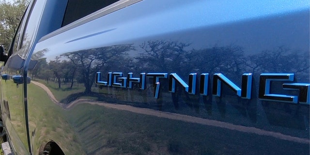 The F-150 Lightning has a unique logo.