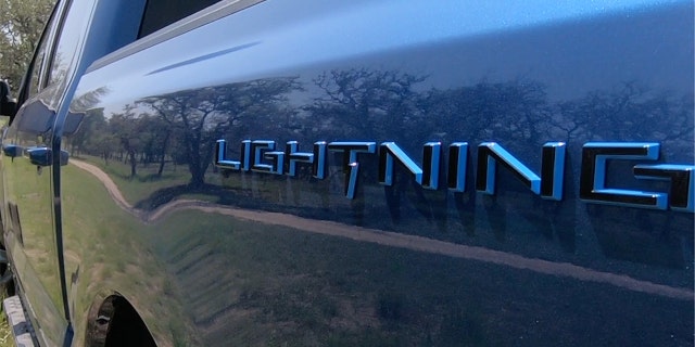 The F-150 Lightning has a unique logo.