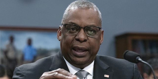 Secretary of Defense Lloyd Austin testifies before the Committee on Defense of the House Appropriations Subcommittee on Capitol Hill in Washington on Wednesday, May 11, at a Pentagon hearing for fiscal year 2023.