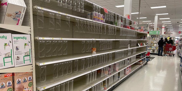 Baby formula shelves in a Target on Long Island, New York, remain empty. Photo taken by Nicole Pelletiere.