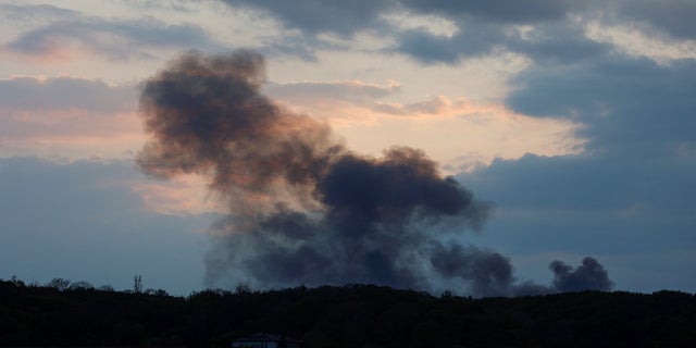 Smoke rises after missile strikes, as Russia's attack on Ukraine continues, in Lviv, Ukraine May 3, 2022. 