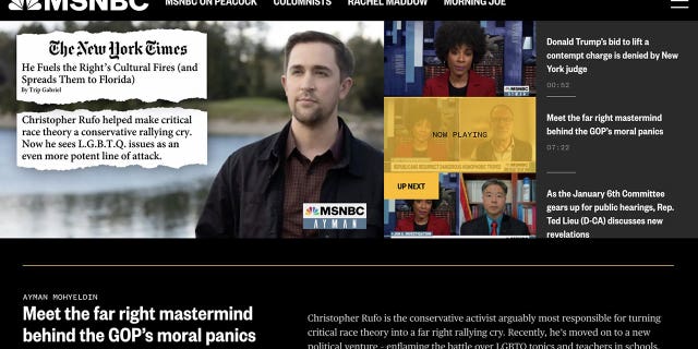MSNBC segment on Chris Rufo titled "Meet the far right mastermind behind the GOP’s moral panics"