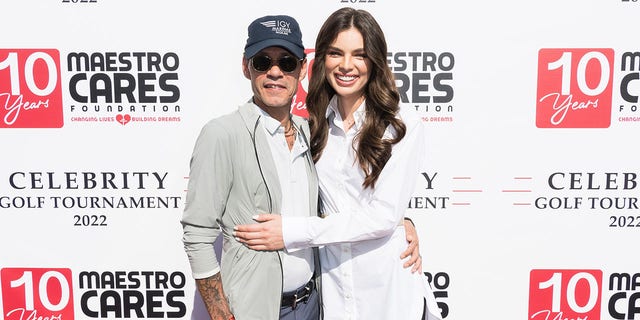 Marc Anthony and Nadia Ferreira attend the 2022 Maestro Cares Foundation's Celebrity Golf Tournament in April.
