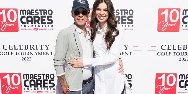 Marc Anthony and Nadia Ferreira attend the 2022 Maestro Cares Foundation's Celebrity Golf Tournament in April.