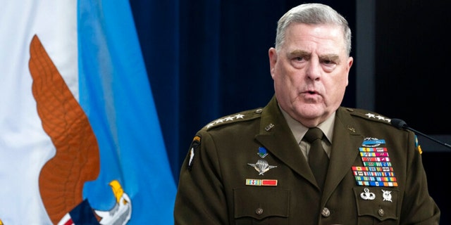 Joint Chiefs Chairman Gen. Mark Milley speaks with reporters after a virtual meeting of the Ukraine Defense Contact Group at the Pentagon, Monday, May 23, 2022, in Washington, D.C.