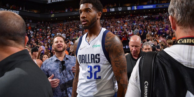 Marquese Chriss #32 of the Dallas Mavericks looks on after the game against the Phoenix Suns during Game 5 of the 2022 NBA Playoffs Western Conference Semifinals on May 10, 2022 at Footprint Center in Phoenix, Arizona.