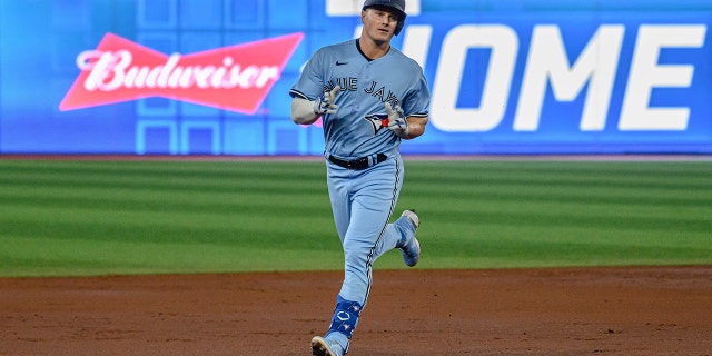 Toronto Blue Jays' Matt Chapman runs the bases after hitting a home run against the New York Yankees during the second inning of a baseball game Wednesday, May 4, 2022, in Toronto.