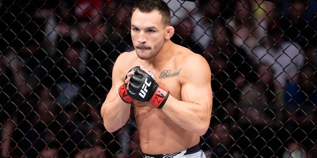 Michael Chandler prepares to fight Tony Ferguson during UFC 274 on May 7, 2022, in Phoenix, Arizona.