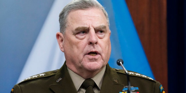 Joint Chiefs Chairman Gen. Mark Milley speaks with reporters after a virtual meeting of the Ukraine Defense Contact Group at the Pentagon, Monday, May 23, 2022, in Washington. 