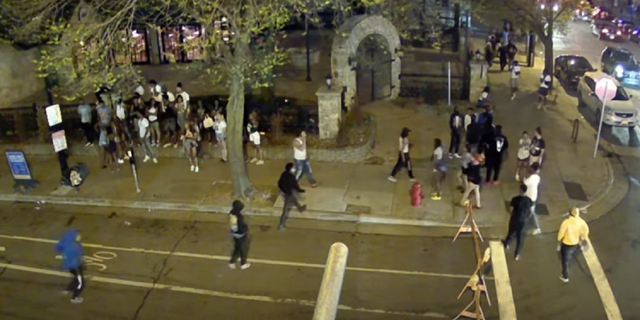A large group of people were in the area prior to the shooting near the Fiserv Forum on Friday, May 13 in Milwaukee, Wisconsin.