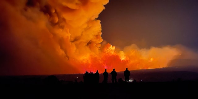 The module of an Unmanned Aerial System (UAS) overlooks night shift on New Mexico's Calf Canyon Fire on May 18, 2022. 