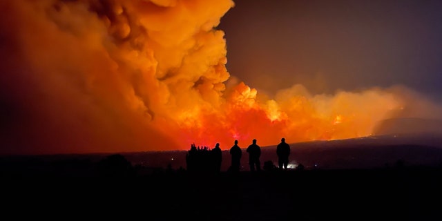 The module of an Unmanned Aerial System (UAS) overlooks night shift on New Mexico's Calf Canyon Fire on May 18, 2022.