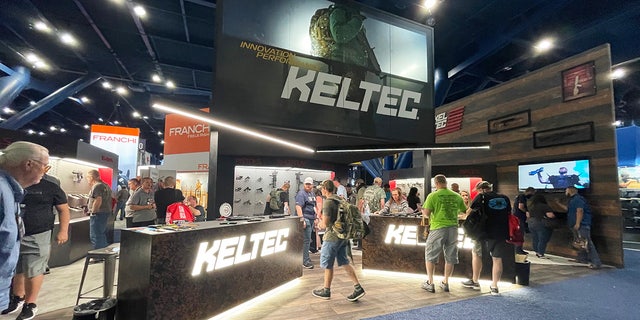 Various booths are featured on the exhibit floor of the NRA 2022 convention in Houston.