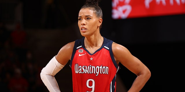 Natasha Cloud of the Mystics during the Minnesota Lynx game on Sept. 19, 2021, at Entertainment and Sports Arena in Washington.