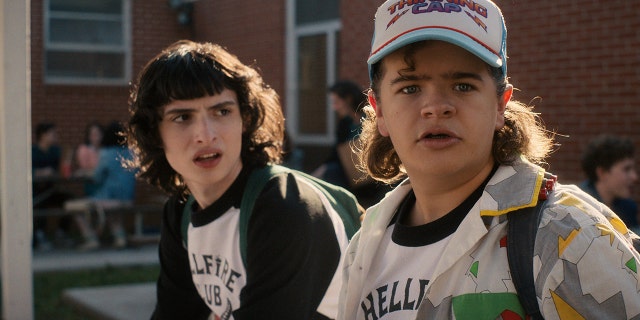 Finn Wolfhard, left, as Mike Wheeler and Gaten Matarazzo as Dustin Henderson in "Stranger Things."