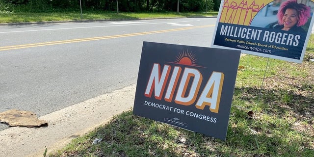Nida Allam (D) campaign sign in Durham, NC.