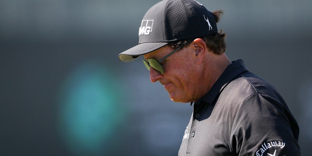 Phil Mickelson during a practice round prior to the PIF Saudi International on Feb. 1, 2022, in Al Murooj, Saudi Arabia.