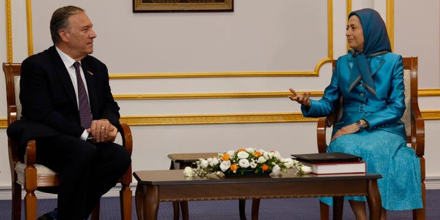 On a trip to Albania, former Secretary of State Michael Pompeo meets with Maryam Rajavi. Rajavi leads the MEK, an Iranian opposition group in exile. 