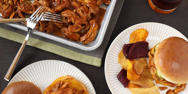 Pressure Cooker Bourbon BBQ Pulled Chicken Sandwiches