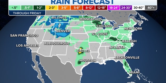 Map of U.S. rain forecast