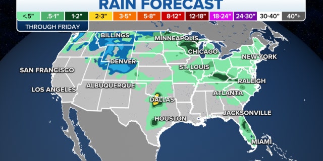 Map of U.S. rain forecast