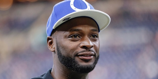 Former Colts receiver Reggie Wayne before the game against the Miami Dolphins at Lucas Oil Stadium on November 10, 2019 in Indianapolis, Indiana.