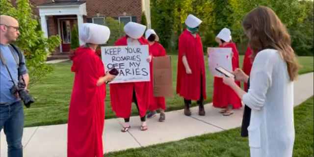 Pro-abortion protesters outside the home of Justice Amy Coney Barrett.