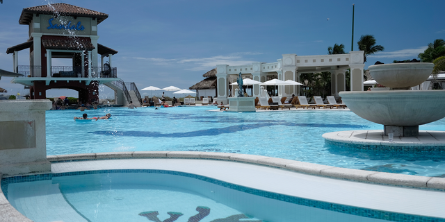 The pool area of the Sandals Emerald Bay resort.