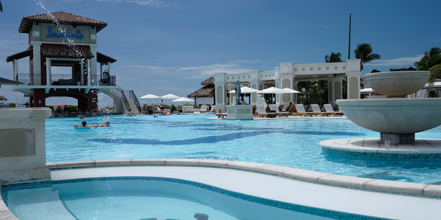 The pool area of the Sandals Emerald Bay resort in June 2016.