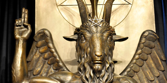 FILE: The Baphomet statue is seen in the conversion room at the Satanic Temple where a 