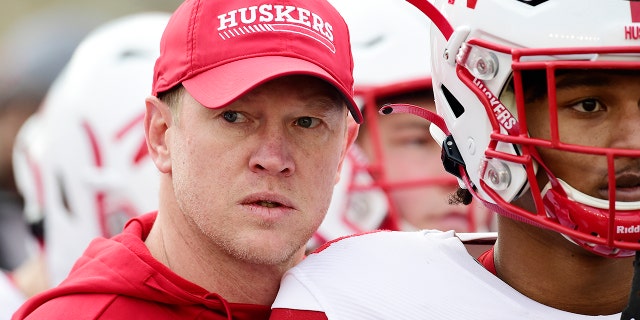 Head coach Scott Frost of the Nebraska Cornhuskers looks on before a game against the Wisconsin Badgers at Camp Randall Stadium on November 20, 2021 in Madison, Wisconsin.